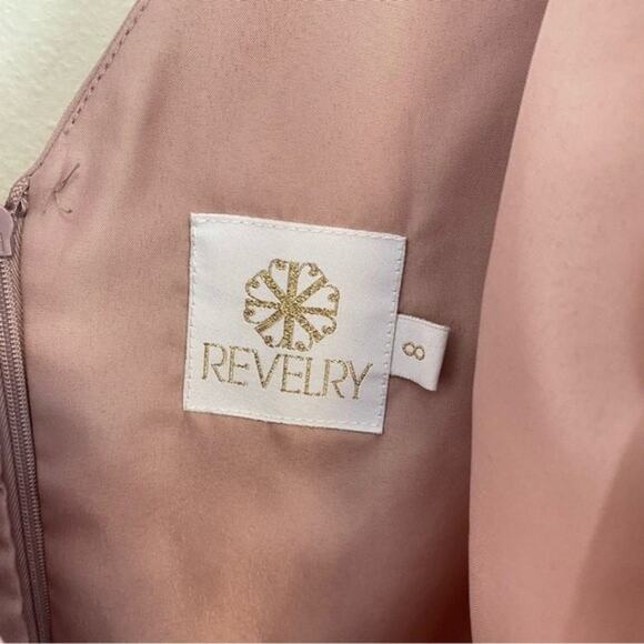 Revelry Juliet Long Sleeve Chiffon Maxi Dress Bridesmaid Blush Pink Size 8 - Picture 7 of 8